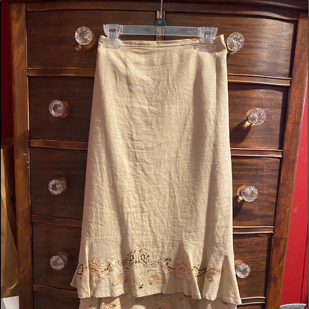 Apostrophe linen embroidered skirt